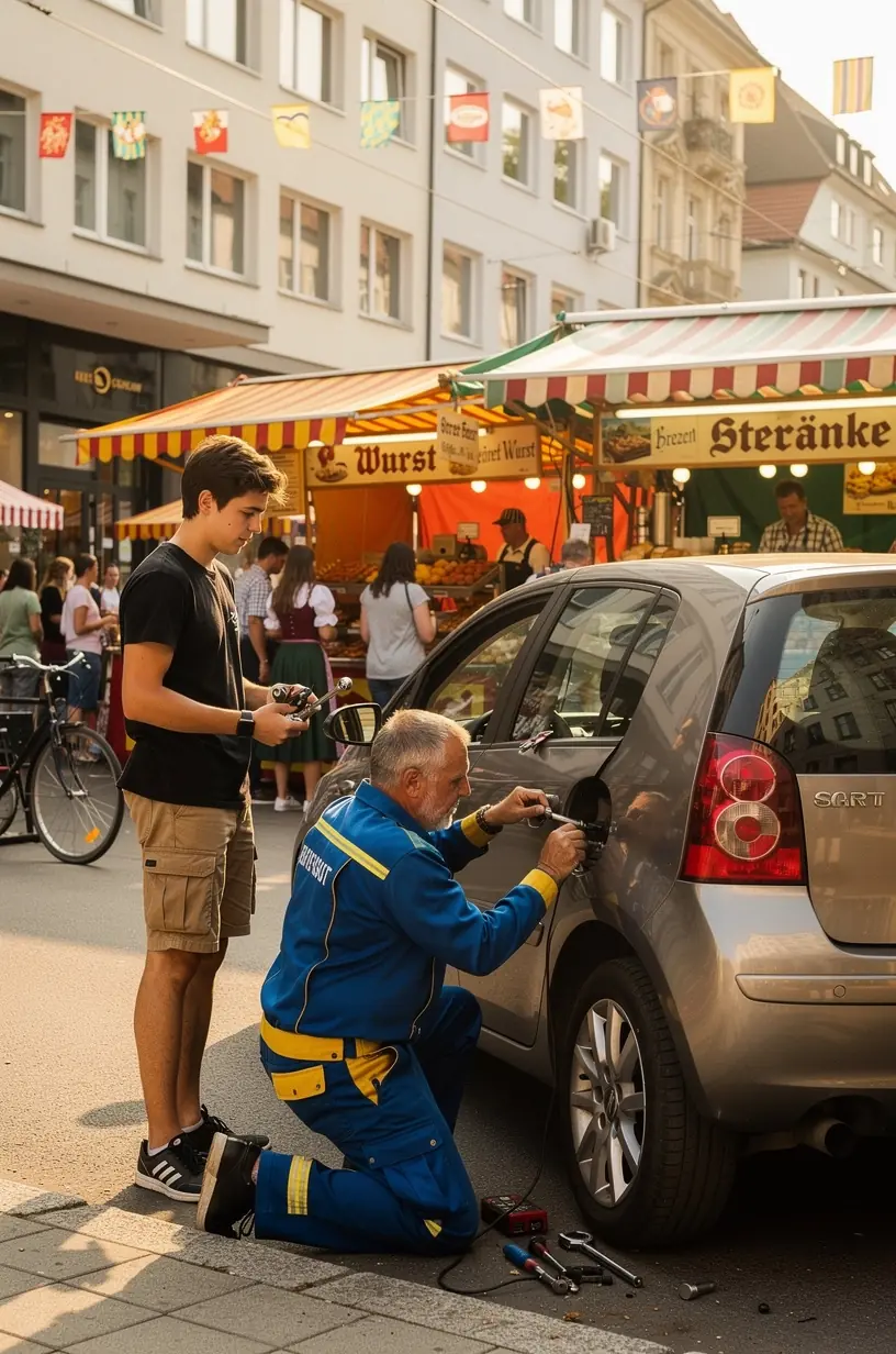 Ausgebaute, beschädigte Auspuffanlage vor dem Austausch durch ein neues Emissionssystem.